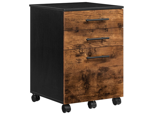 3-Drawer File Cabinet, Wooden Under Desk Filing Cabinet, fits A4/Letter Size for Home Office, Small Rolling Storage Drawer Chest, Printer Stand...