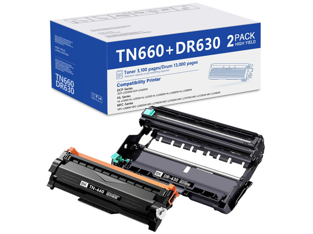TN660 Toner Cartridge & DR630 Drum Unit Replacement for Brother TN660 TN630 DR630 for HL-L2320D HL-L2340DW HL-L2360DW HL-L2380DW MFC-L2705DW...