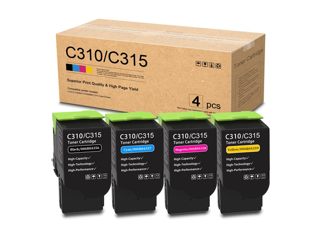 C310 / C315 High Capacity Toner Cartridge Set (4-Pack, BK/C/M/Y) - Compatible 006R04356 006R04357 006R04358 006R04359 Toner Cartridge Replacement...