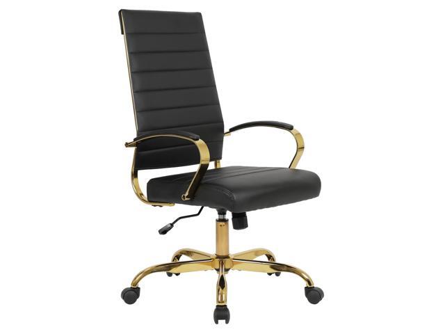 Home Office Chair High Back Executive Chair Ribbed PU Leather Computer Desk Chair with Armrests Soft Padded Adjustable Height Swivel Conference.