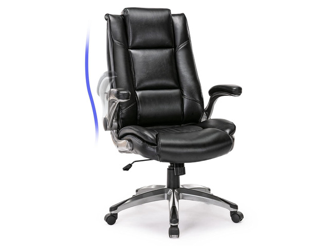 Executive Office Chair Ergonomic High Back Desk Chair, Flip-up Arms, Adjustable Height and Tilt, Swivel Rolling Computer Work Chair for Adult-Black