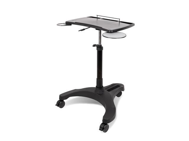 Mobile Laptop Standing Desk Carts on Wheels with Stationery Storage, Pneumatic, Height Adjustable Rolling Stand, Sit to Stand Computer Cart,.