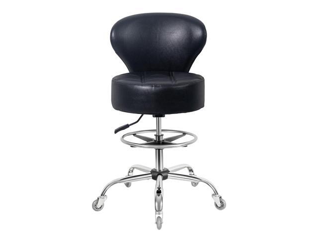 Drafting Chair Big Cushion Rolling Shop Stool with Back Support Tall Counter Height Office Chair for Standing Desk Studio Workshop Lab Home Kitchen