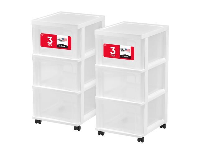 3-Drawer Slim Narrow Storage Organizer Rolling Cart, White/Clear Organize crafts, school supplies, accessories, and household items with slim...