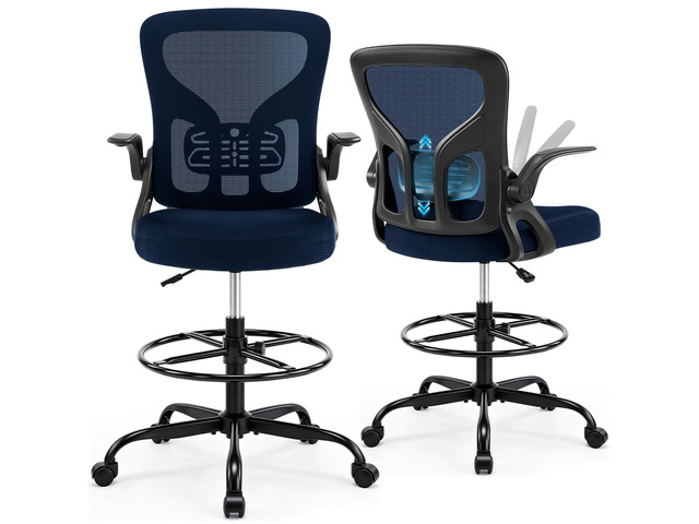 Drafting Chair for Standing Desk, Tall Office Chair with 22'-30' Seat Height &7' Lift Footrest Ring, Ergonomic Executive Mesh Computer Counter...