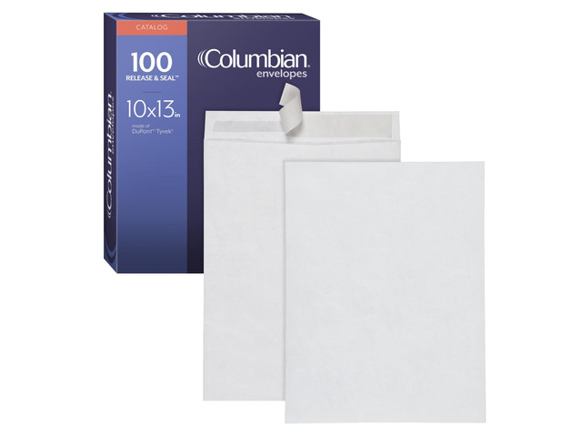 Self-Seal Mailers, Self-Sealing Envelopes, Made with DuPont Tyvek Material, 14 lb., Puncture, Tear and Moisture Resistant, White, 10' x 13', 100...