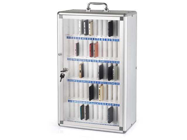60 Slots Aluminum Alloy Cell Phone Locker, Phone Holder for Classroom Cell Phone Lock Box, Wall-Mounted Phone Holder with a Locked, Phone Storage...