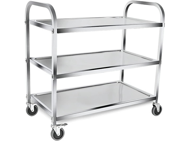 37.4x19.7x37.4 Inch Stainless Steel Cart Large 3 Tier Kitchen Utility Rolling Cart Service Catering Storage Cart with Locking Wheels Kitchen Cart...