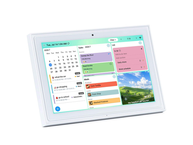 10.1-inch Digital Family Calendar, No Subscription, Video Call, Dual Mount Calendar Sync, Chore Charts, Meal Planner, HD Photo Frame, Small Space...