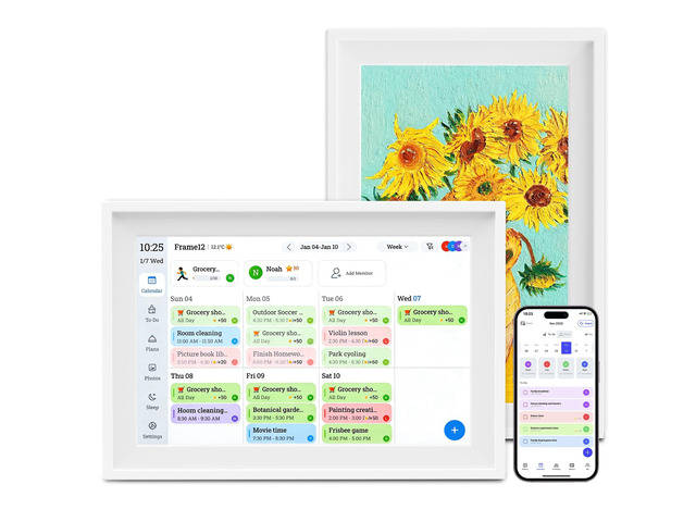 Digital Calendar, 10.1' HD Touchscreen AI Photo Restoration & Meal Planner Auto-Rotate Desktop Wall Mount for Family Home, To Do List, Duty Chart