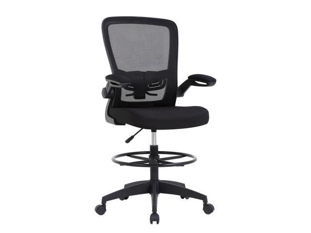 Drafting Chair Tall Office Chair Adjustable Height with Lumbar Support Flip Up Arms Footrest Mid Back Task Mesh Desk Chair Computer Chair Drafting.