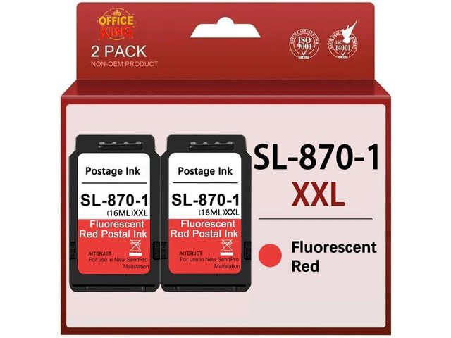 SL-870-1 XXL Fluorescent Red Postage Ink Cartridges High Capacity Replacement for PB SL870-1 SL-870-1 Postal Ink cartridges for Pitney Bowes New...