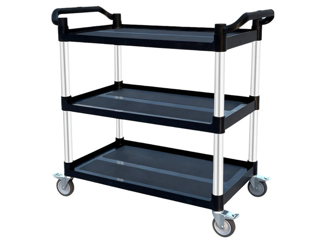 3-Tier Rolling Utility Cart with Wheels, 510 lbs Capacity Service Cart, Commercial Kitchen Cart with 4 Lockable Swivel Casters for...