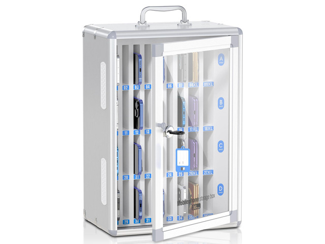 36 Slots Cell Phone Locker for Classroom, Portable Mobile Phone Storage Box with 2 Different Size Slots, Phone Lock Box Wall Mounted (Silver)