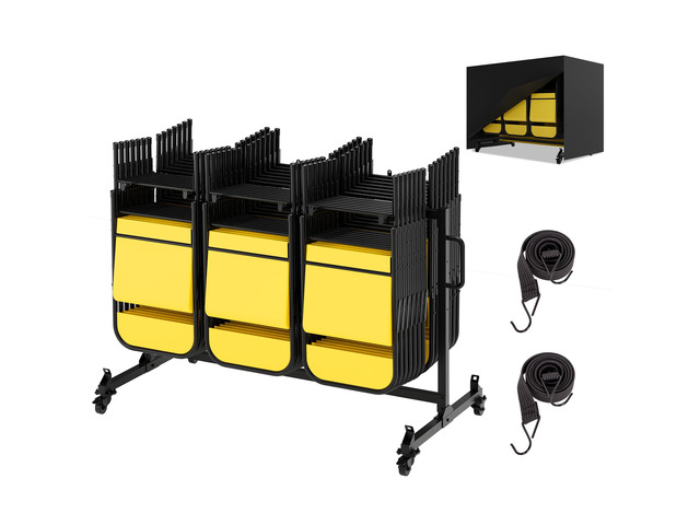 Folding Chair Cart, Single Tier Folding Chair Storage Rack for 42 Chairs or 12 Tables500Lbs Capacity Heavy Metal Chair Holder Rack with Locking...
