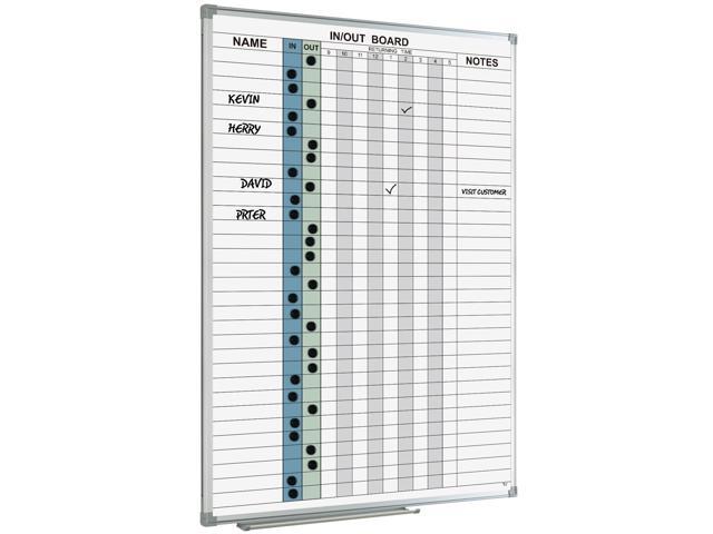 in and Out Board 36' x 24' Magnetic, Employee in/Out Planner Board Dry Erase Notice Board Colorful Wall-Mounted Aluminum Framed