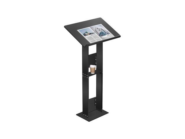 Adjustable Acrylic Podium Stand, 24' Wide Lectern with Metal Base, Portable Pulpit for Church, Floor Standing Podium for Presentation, Wedding...