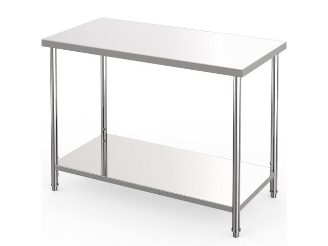 Stainless Steel Table, 60 in x 24 in Commercial Prep Work Table with Adjustable Undershelf and Pre-installed Feet, 2 Tier Metal Table for...