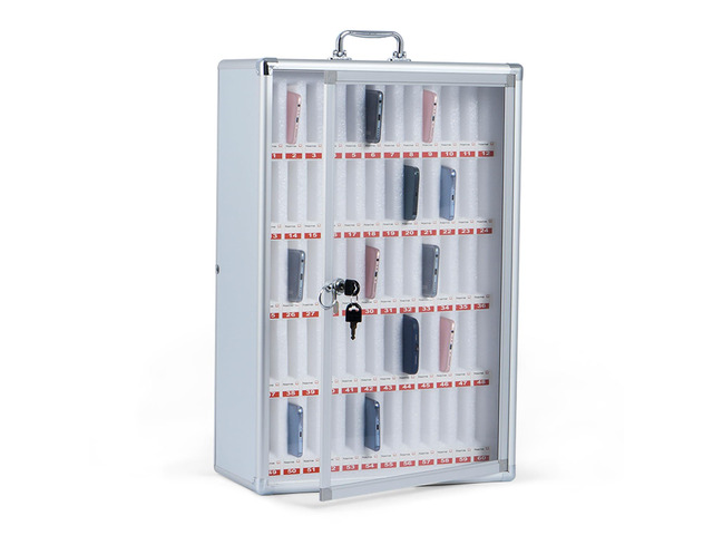 60 Slots Classroom Cell Phone Locker Aluminum Alloy Phone Storage Box Wall Mounted Cell Phone Holder Storage Box Cell Phone Storage Cabinet for...