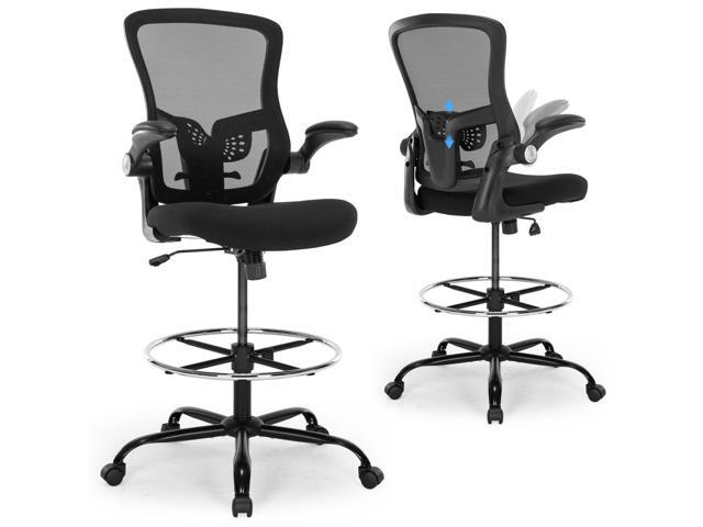 Drafting Chair, Ergonomic Tall Office Chair with Lumbar Support Standing Desk Stool with Flip-up Armrests Comfy High Office Desk Chair with...