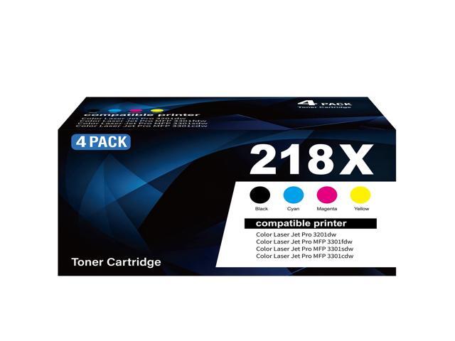 218X Toner Cartridges 4 Pack with Chip Replacement for HP 218X W2180X 218A W2180A for Color LaserJet Pro MFP 3301fdw 3301 3201dw 3301sdw 3301cdw.
