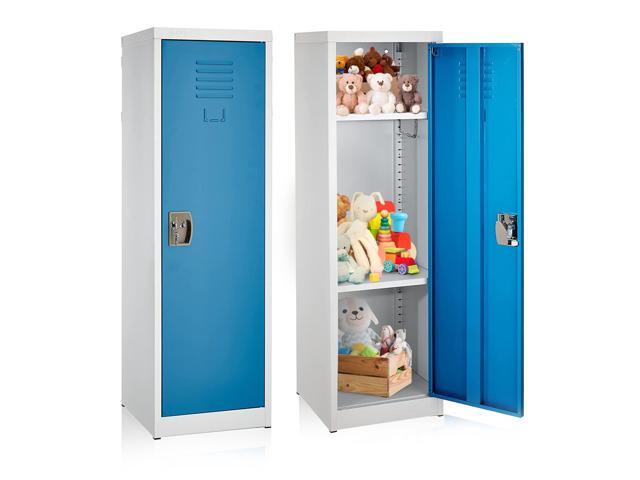 Kids Steel Metal Storage Locker - for Home & School - with Key & Hanging Rods (48 in 1 Door, Blue)