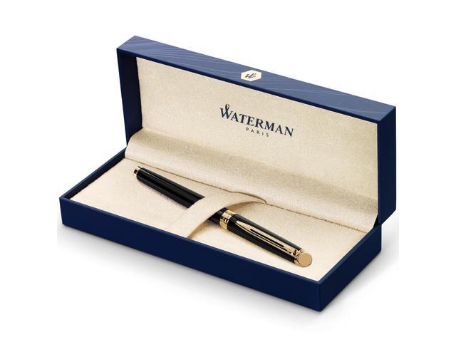 Hémisphère Fountain Pen Black with Gold Trim Medium Nib Blue Ink Gift Box