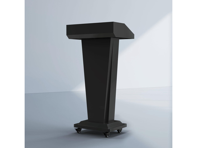Podium Stand with 4 Locking Wheels, Heavy-Duty Metal Lectern for Church, School, Office, and Conference, Large Lockable Storage Cabinet, 43.7' H,...
