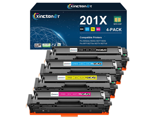 201X Toner Cartridge 4 Pack CF400X High Yield M277dw M252dw Toner Compatible for HP 201X 201A CF400X Toner for Laser Jet Pro MFP M277dw M252dw...