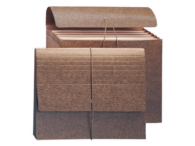 Partition Expanding File Wallet, Flap and Cord Closure, 6 Pockets, 5-1/4' Expansion, Letter Size, Redrope, 10 per Box (72473)