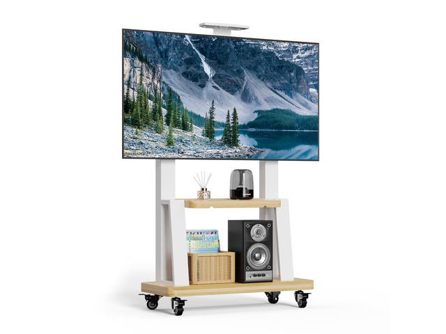 Mobile TV Stand on Wheels for 32-75 Inch TVs With Top Projector tray& 2-Tier Storage Height Adjustable Heavy-Duty Holds up to 180lbs,Max VESA 600...