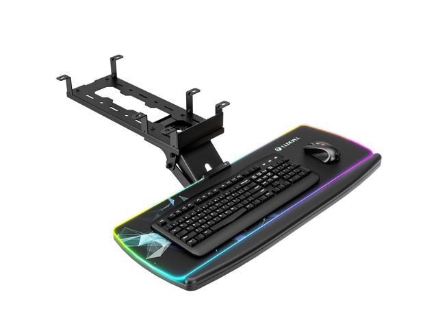 Keyboard Tray Under Desk with Storage Drawer, Height Adjustable Keyboard Tray Slide Out 360° Swivel Tilt, Ergonomic Under Desk Mount Keyboard &.