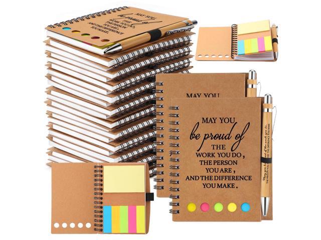 100 Sets Teacher Appreciation Gifts Inspirational Spiral Notebook Journal with Sticky Notepad Pen Bulk Thank You Gifts for Coworker Team Office...