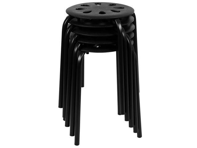 Bailey Plastic Nesting Stack Stools, 17.5'Height, Black (5 Pack)