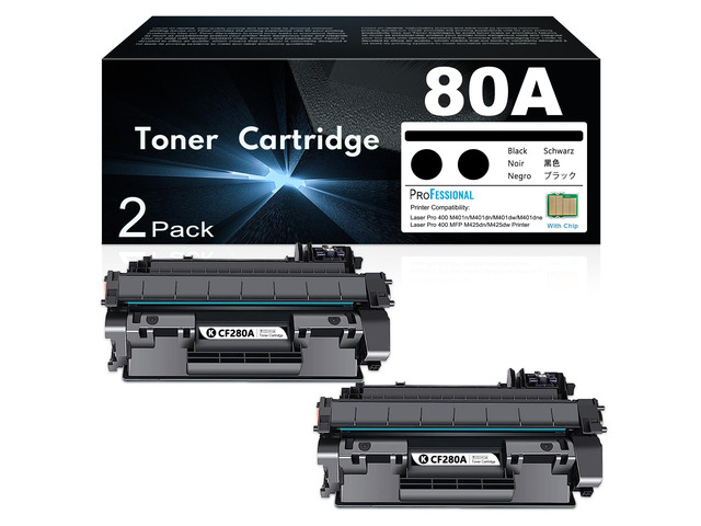 CF280A 80A Toner Cartridge Black High Yield, Replacement for HP 80A CF280AD1 Works with Laser Pro 400 M401n, M401dn, M401dw, M401dne, M425dw; Laser...