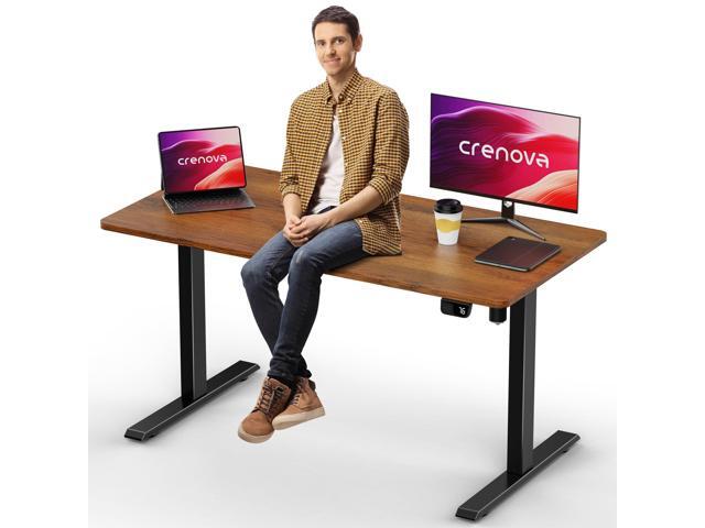 Electric Standing Desk,Height Adjustable Computer Home Office Stand Up Desk,48 x 24 Inches Whole-Piece Sit Stand Studying Gaming Table(Vintage Brown)