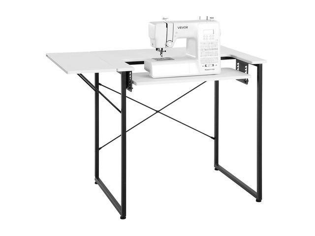 Sewing Table, Multipurpose Sewing Machine Table with Drawers, Foldable Side Shelf, Adjustable Shelf, Steel Legs, Computer Desk for Home, Fashion...