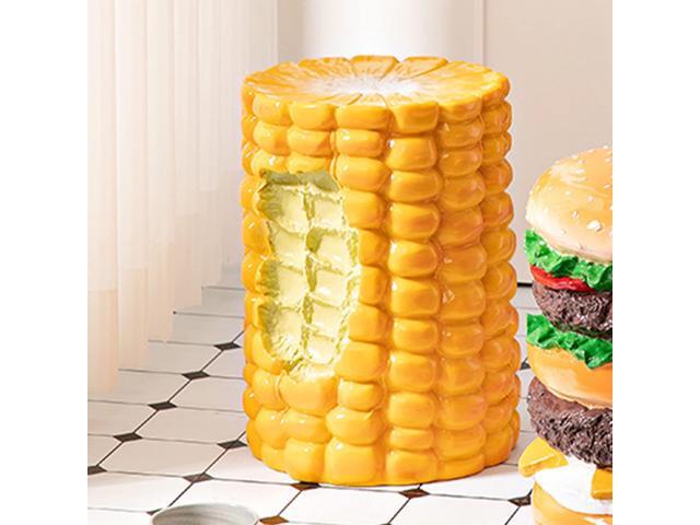 Small Corn Stool, Cute Low Hand Painted Ergonomic Shoe Changing Seat for Living Room Bedroom, Multifunctional Burger-Shaped (Corn)