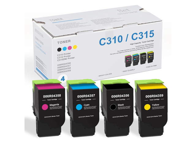 C310/C315 High Capacity Toner Cartridges(Black, Cyan, Magenta, Yellow, 4-Pack) - Uoty Compatible 006R004356 006R004357 006R004358 006R004359 Toner...