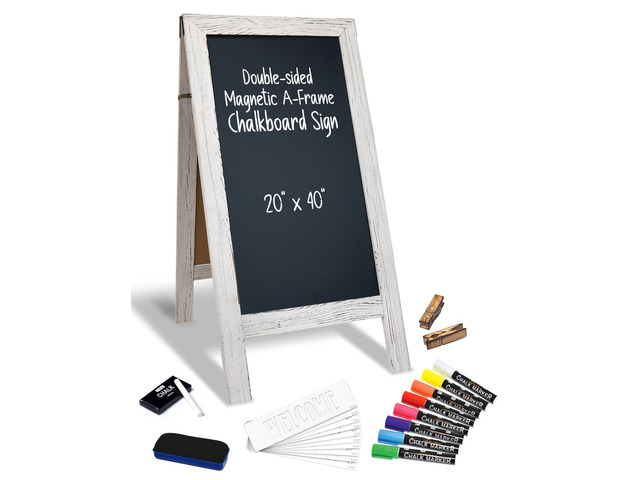 Magnetic A-Frame Chalkboard Sign, Extra Large 20' x 40', Standing Chalkboard Easel, Deluxe Set with Multiple Accessories, Outdoor Sidewalk Sandwich...