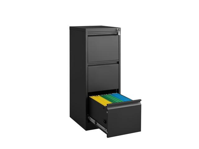 3 Drawer File Cabinet with Lock, Vertical File Cabinets for Home Office, Heavy Duty Metal Lockable Filing Storage Cabinet for Letter/Legal/a4/f4.