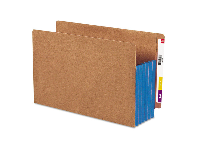 End Tab Pocket, Reinforced Straight-Cut Tab, 5-1/4' Expansion, Extra Wide Legal Size, Redrope with Blue Gusset, 10 per Box (74689)