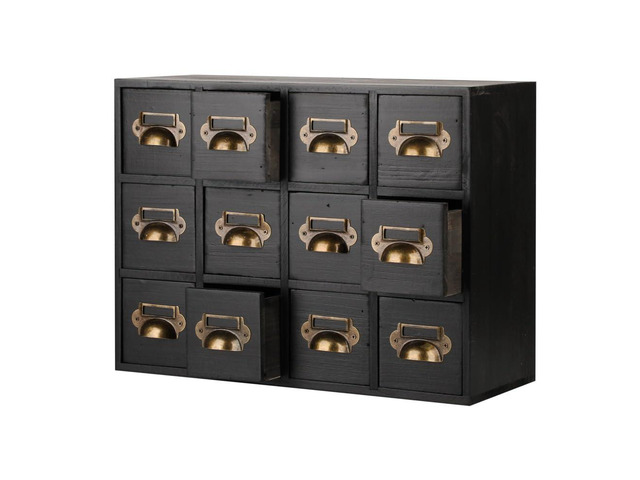 Apothecary Drawers Apothecary Cabinet with Drawers Card Catalog Cabinet Wooden Card Catalog Wooden Storage Box for Desktop Organizer (Black12)