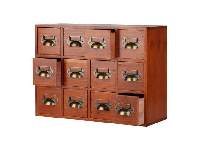Apothecary Drawers Apothecary Cabinet with Drawers Card Catalog Cabinet Wooden Card Catalog Wooden Storage Box for Desktop Organizer (Brown12)