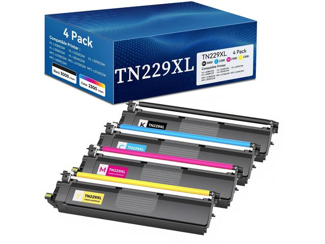 TN229XL Toner Cartridges 4 Pack Compatible for Brother TN2294PK TN-229XL TN229 XL High Yield Toner Work with MFC-L3720CDW MFC-L3780CDW...
