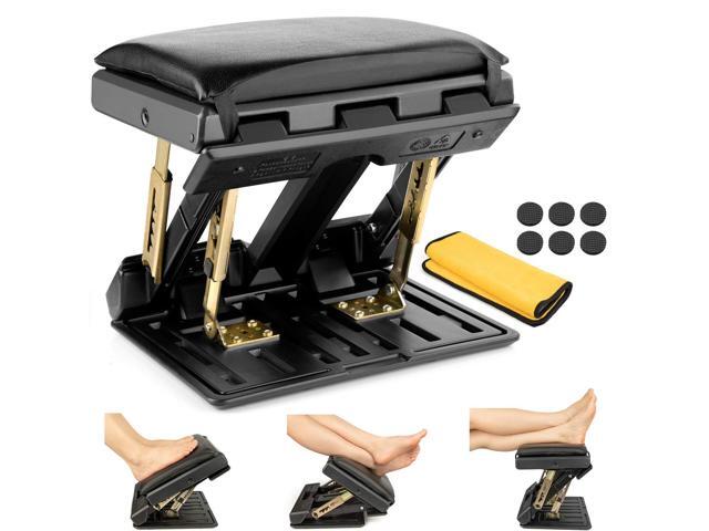 Adjustable Footrest with Removable Soft Foot Rest Pad Max-Load 140Lbs with 4-Level Height and Angle Adjustment Massage Footrest Under Desk for Car.