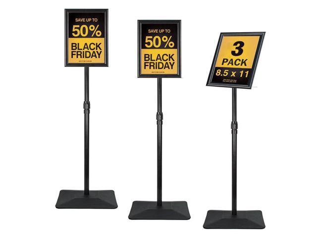 Adjustable Sign Stand for Display, with Upgraded Iron Base, Pedestal Floor Signage Stand Holder for Outdoor or Indoor Advertising (8.5 x 11, Black,...