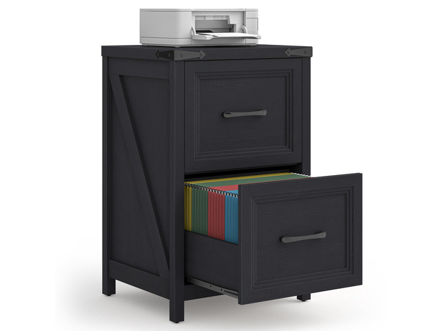 2 Drawer Vertical File Cabinet, Wood Farmhouse Filing Cabinet Fits A4/Letter Size, Under Desk Small File Cabinets Printer Stand with Storage for...