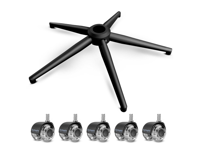 24''(60cm) Criss Cross Home Office Swivel Chair Base Replacement with Rubber Casters, Heavy Duty Desk Chair Reinforced Metal Leg, Universal Caster...