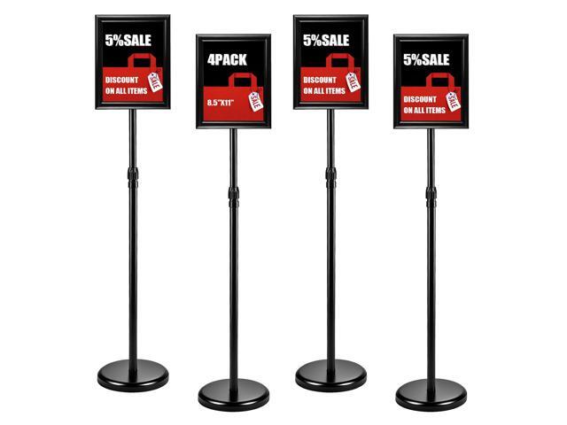 4Pack Sign Holder Stand-8.5x11 inchAdjustable Sign Stands For DisplayHeavy Duty Floor Standing Sign Holder Stand Aluminum for Retail.